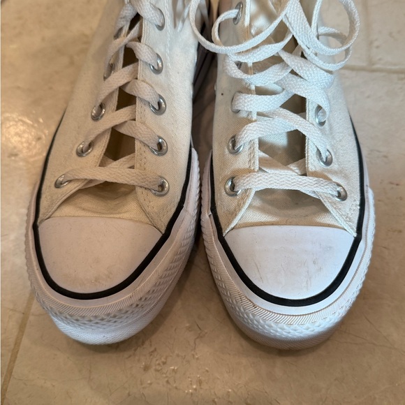 Converse platform all star high top custom made combo heart patch off white red - Picture 2 of 7